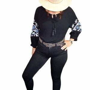 Harper Heritage black embroidered blouse